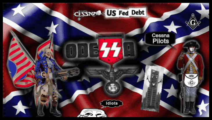 Another confederate flag (Masonic Mask Grin Guy Idiots) REDCOAT Odessa x Bluecoat Cessna Pilot 730